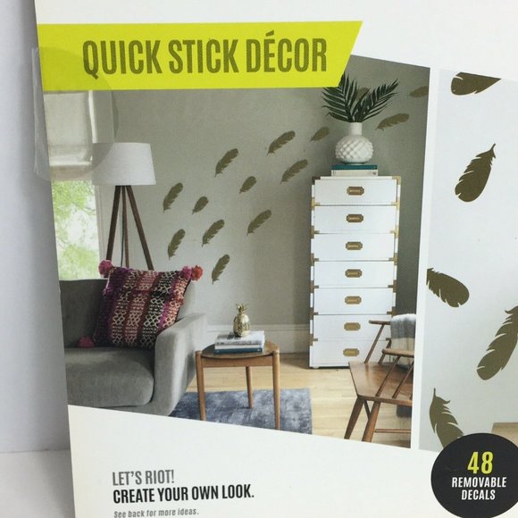 Paper Riot Co. Removable Decals Boho Feathers Quick Stick 48 Decal Stickers New - Picture 5 of 12